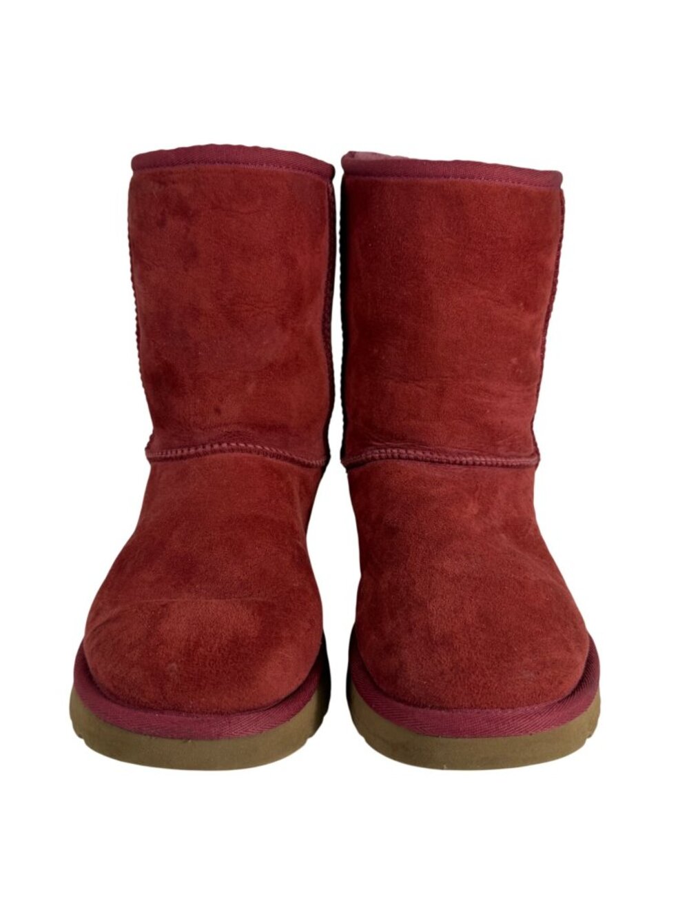 UGG Classic Short Red Suede Sheepskin Boots Womens Size 8
